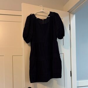 Madewell Navy Puff Sleeve Mini Dress